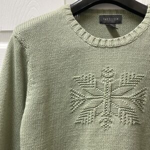 VTG Van Heusen Women's XL Intarsia Snowflake Sage Sweater 90's Y2K Classic